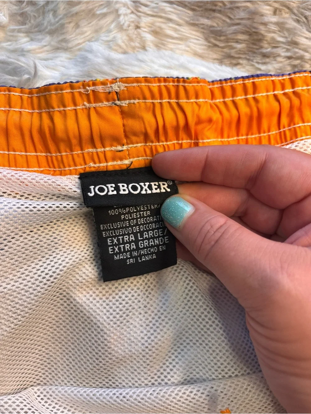 Joe Boxer Purple Swim Shorts with Orange and Yellow Surf Print
